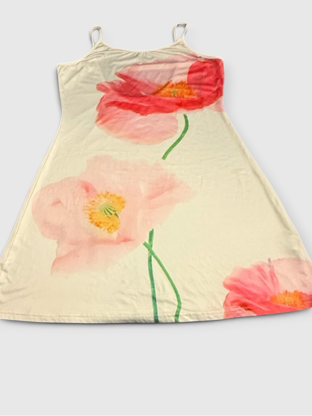 Cream Floral Slip Mini Dress with Pink Bloom